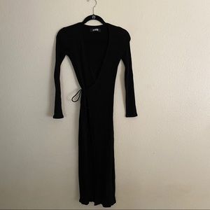 Reformation Black Wrap Dress